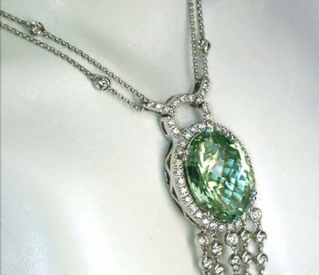 Prasiolith Collier mit Brillanten