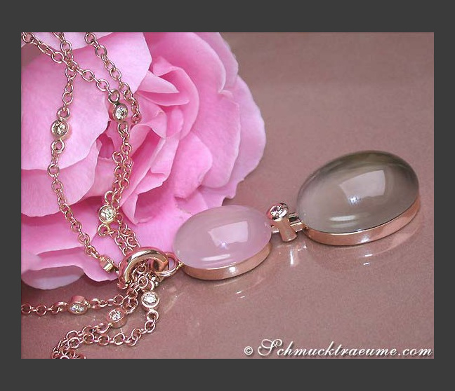 Rosenquarz Rauchquarz Halskette Collier