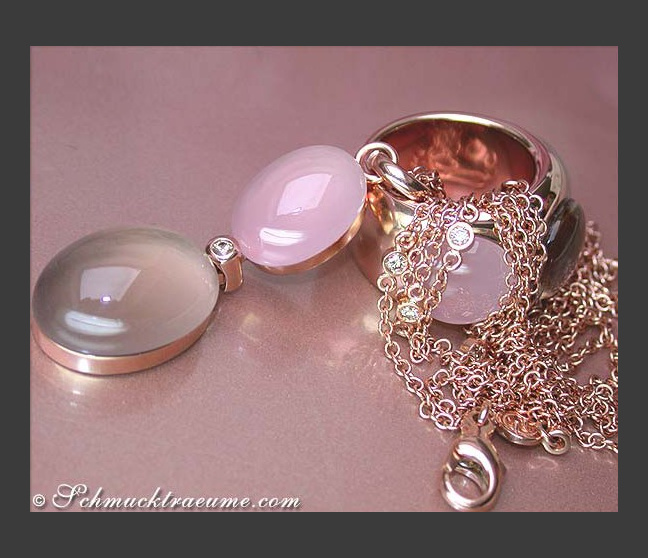 Rosenquarz Rauchquarz Halskette Collier