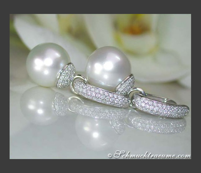 Südseeperle Anhänger & Ohrstecker mit Brillanten