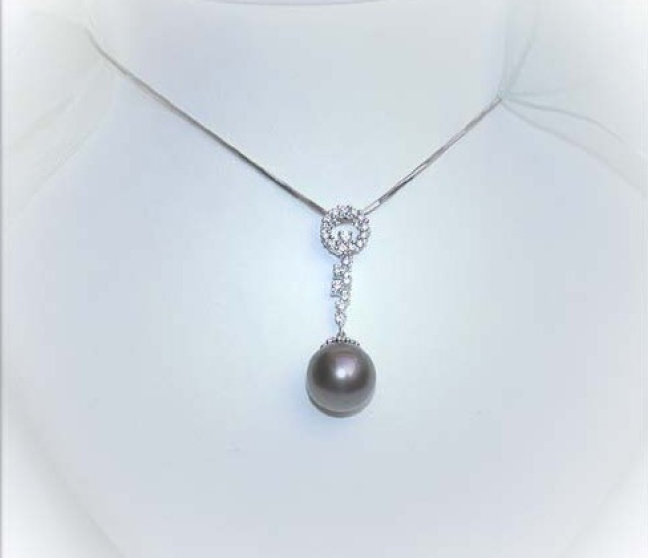 Tahitiperle Anhänger mit Brillanten in Weißgold