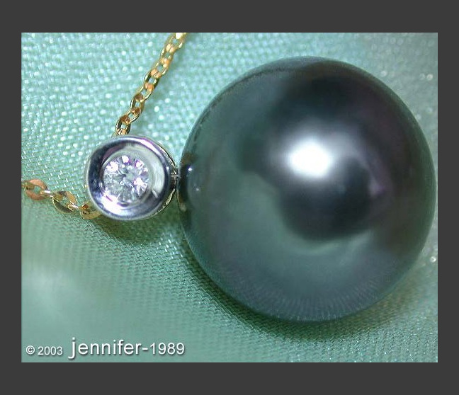 Tahitiperle Brillant Anhänger mit Kette in Gelbgold 585