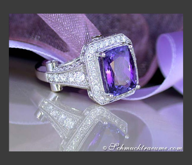 Tansanit Ring mit Brillanten