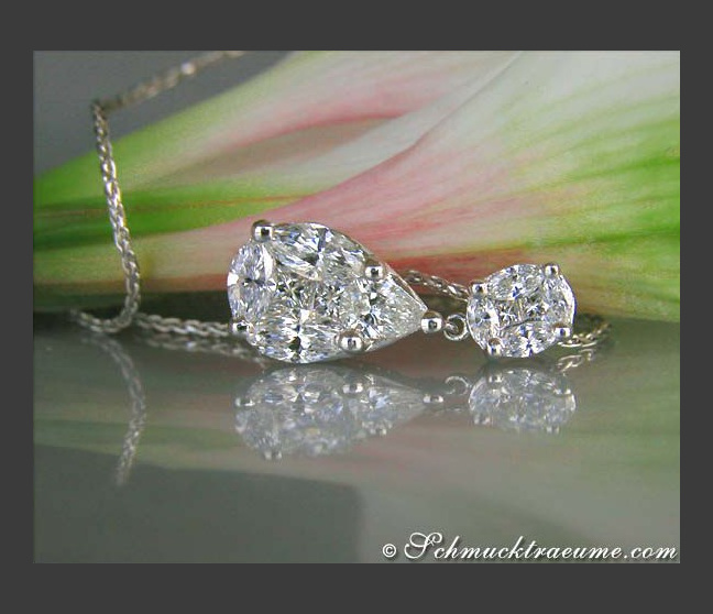 Diamant Tropfen Anhänger in Weißgold 750