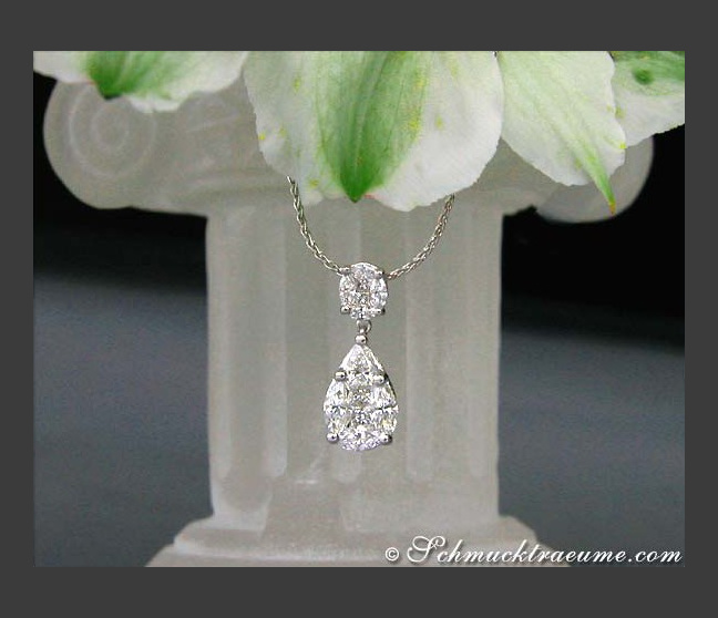 Diamant Tropfen Anhänger in Weißgold 750