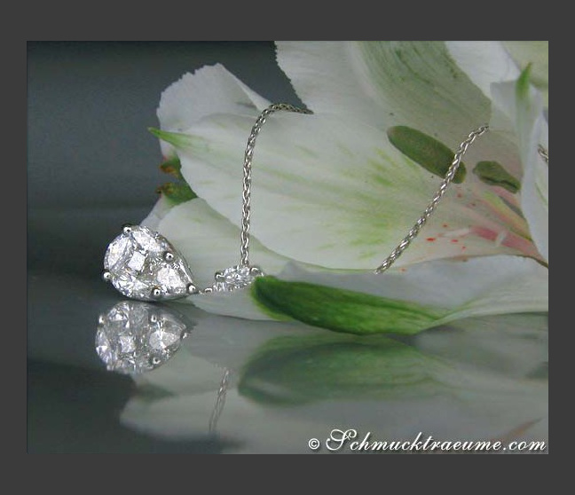 Diamant Tropfen Anhänger in Weißgold 750