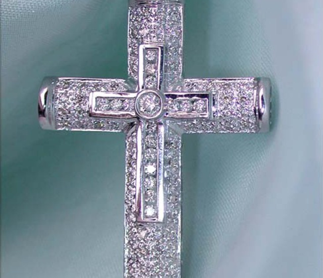 Edler Brillanten Kreuz in Kreuz Anhänger in Weißgold 750