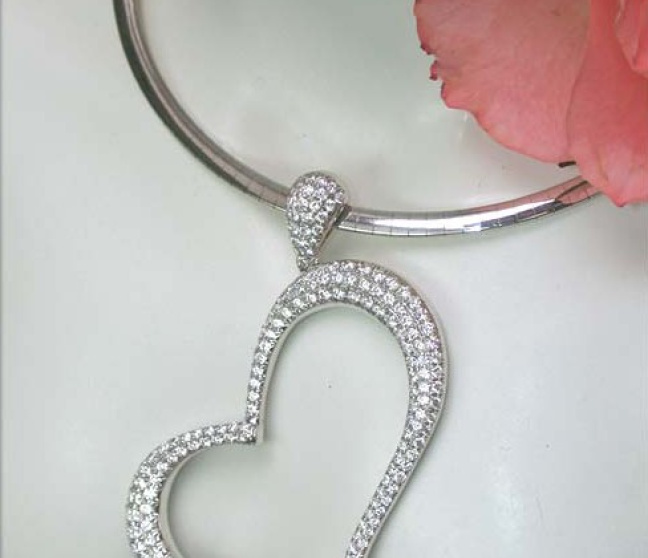 Diamanten Herz Anhänger in Weißgold 750