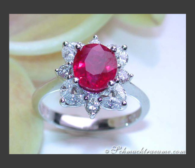Burma Rubin Ring mit Brillanten & Diamanten