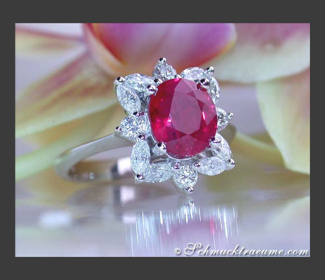 Burma Rubin Ring mit Brillanten & Diamanten