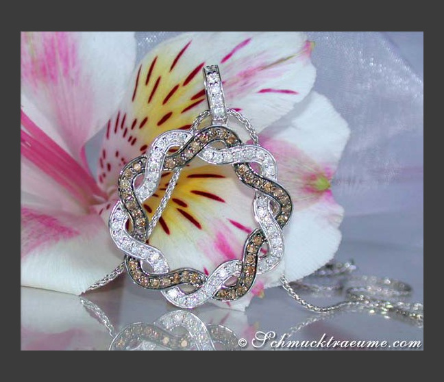 Kreis Anhänger mit braunen Diamanten