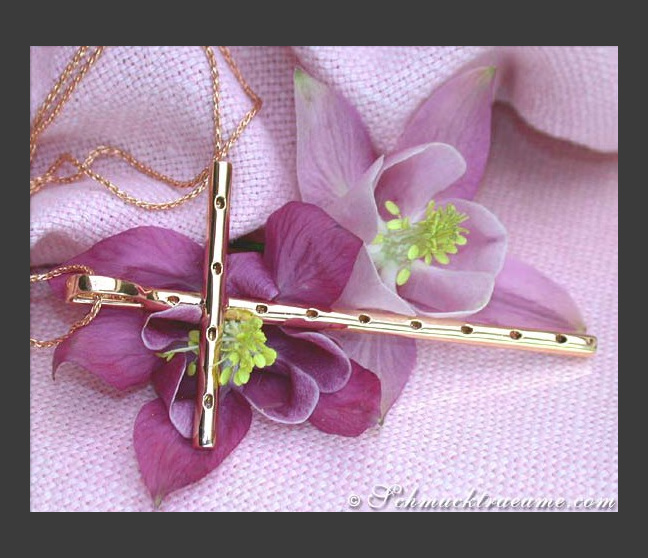 Brillanten Kreuz Anhänger in Roségold 750