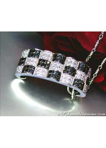 Puristic Black & White Diamond Pendant (Chessboard Style)