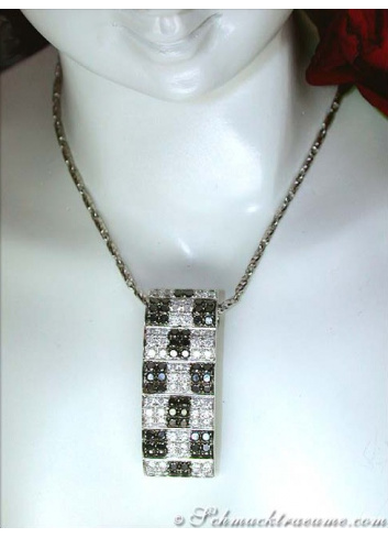 Puristic Black & White Diamond Pendant (Chessboard Style)