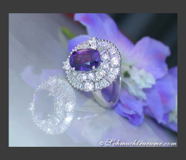 Ceylon Saphir Ring mit Diamanten