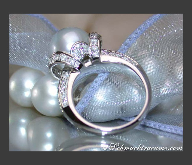 Südseeperle Ring mit Brillanten in Weißgold