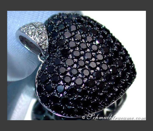 Schwarze Diamanten Herz Anhänger