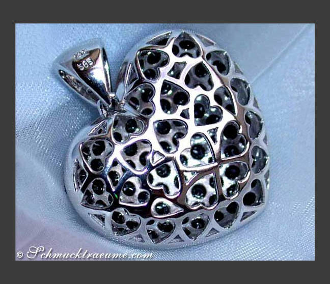 Schwarze Diamanten Herz Anhänger