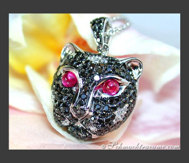 Panther Anhänger mit schwarzen Diamanten in Weißgold