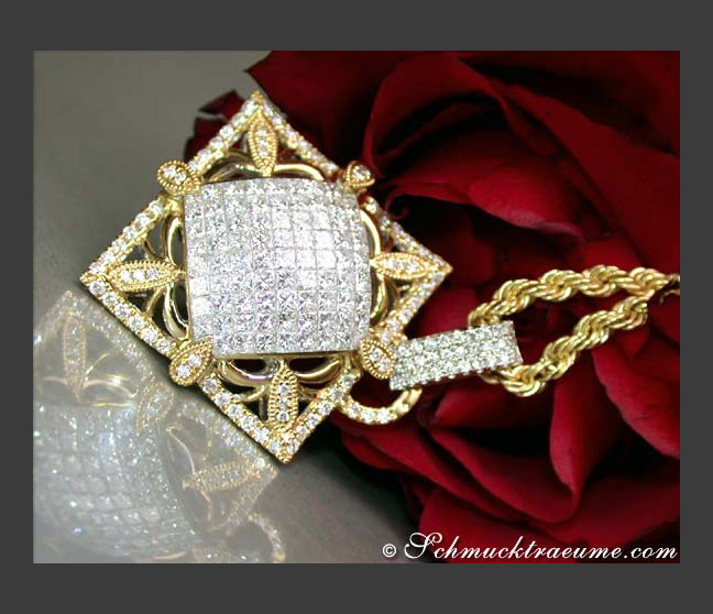 Luxus Anhänger mit Diamanten in Gelbgold 750