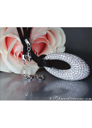 Opulent Diamond Donut Pendant on a Satin Cord