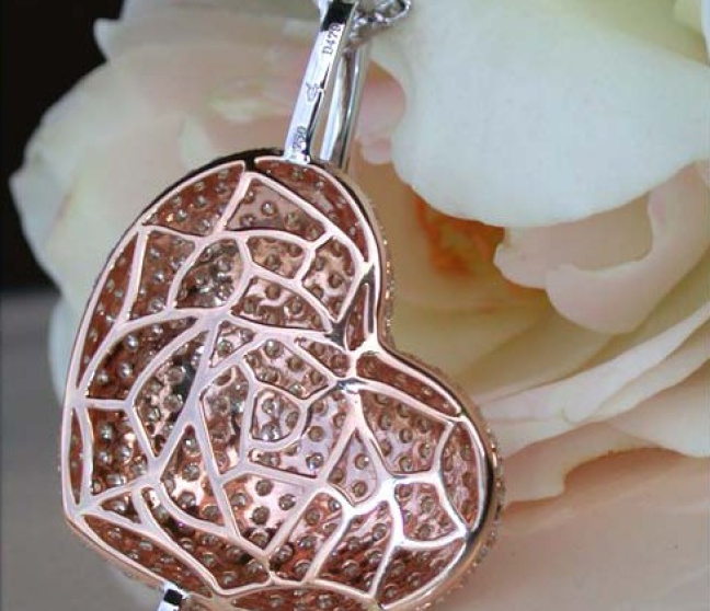 Diamanten Herz Anhänger Weißgold Roségold