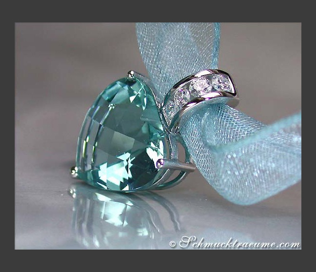 Aquamarin Brillanten Herz Anhänger