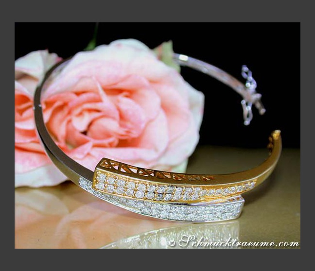 Diamanten Armreif in Gelbgold und Weißgold