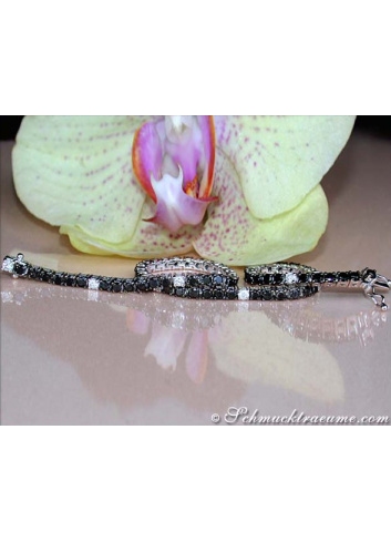 Pretty Tennis Bracelet with Black & White Diamonds