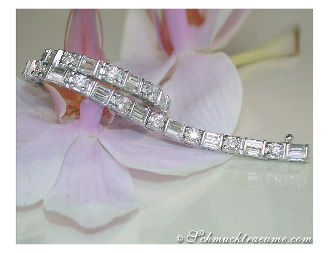 Diamanten Armband, Baguette Schliff und Brillant Schliff