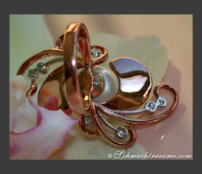 Südseeperle Ring mit Brillanten Roségold