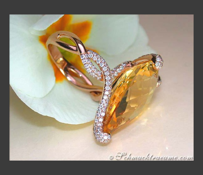 Citrin Ring mit Brillanten