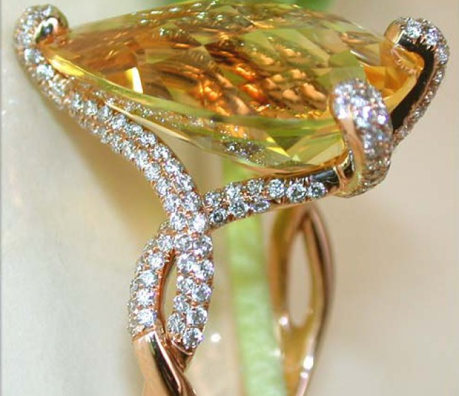 Citrin Ring mit Brillanten