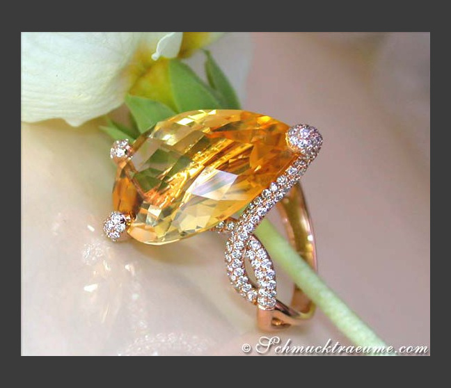 Citrin Ring mit Brillanten