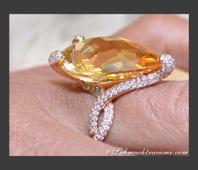 Citrin Ring mit Brillanten