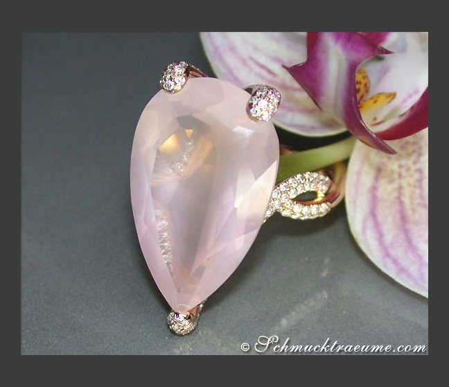 Rosenquarz Ring  mit Brillanten