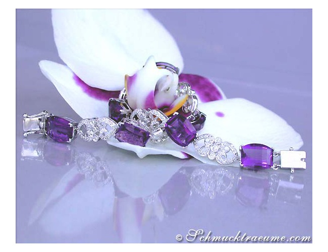 Enchanting Amethyst Diamond Bracelet