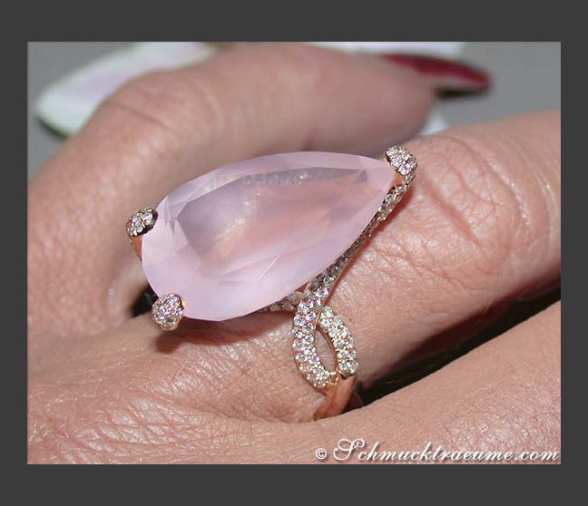 Rosenquarz Ring  mit Brillanten