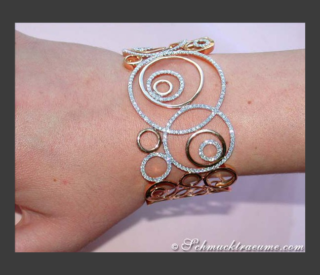 Breiter Brillant Armreif in Roségold 750