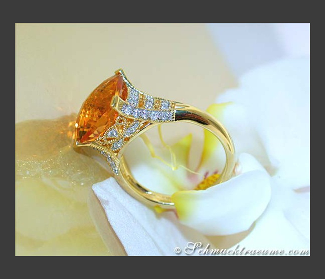 Citrin Ring mit Brillanten