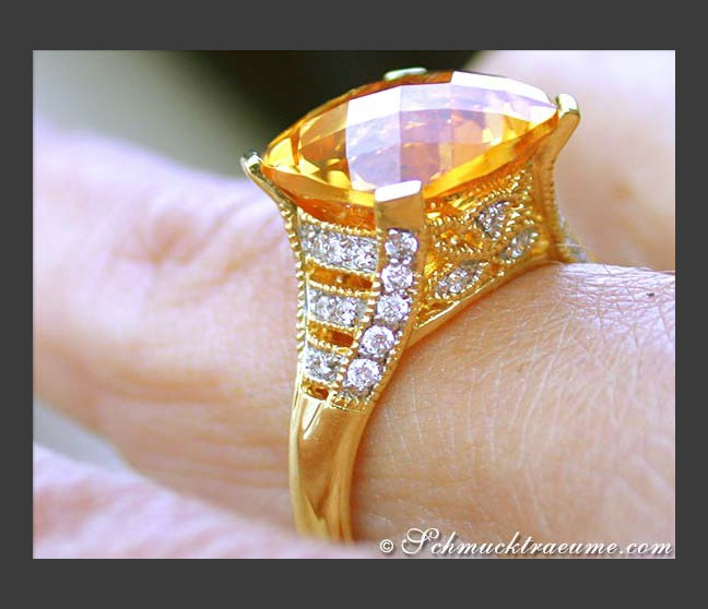 Citrin Ring mit Brillanten