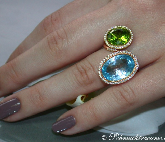 Edelstein Ringe Blautopas Peridot