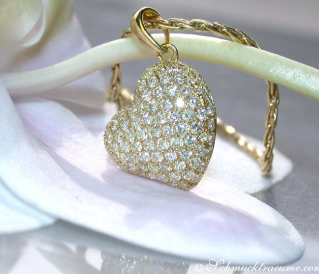 Brillanten Herz Anhänger Gelbgold 750