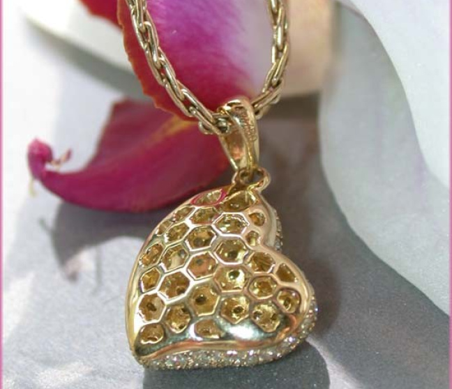 Brillanten Herz Anhänger Gelbgold 750