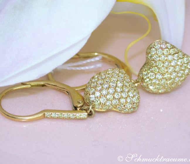 Brillanten Herz Ohrstecker Gelbgold 750