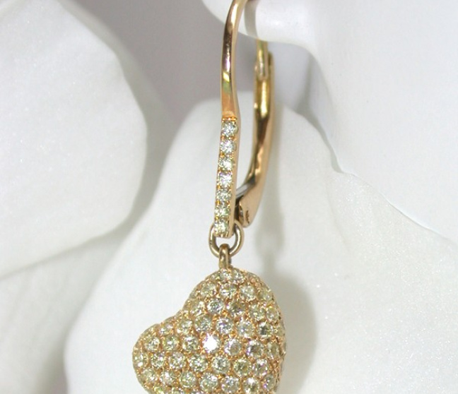 Brillanten Herz Ohrstecker Gelbgold 750
