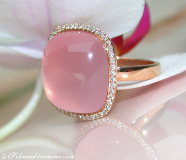 Rosenquarz Brillanten Ring