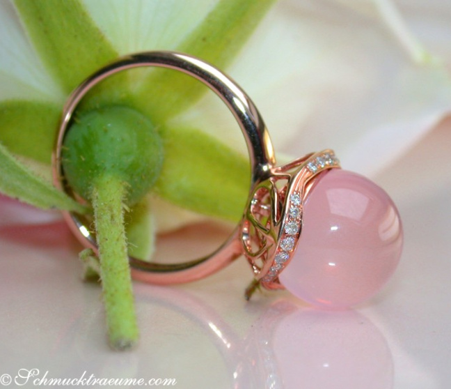 Rosenquarz Brillanten Ring