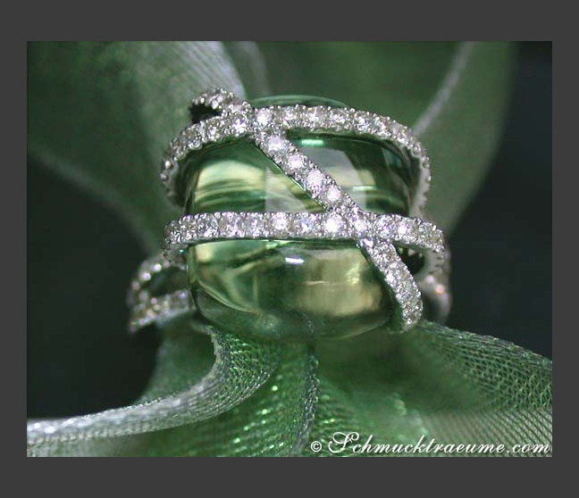 Prasiolith Ring mit Brillanten