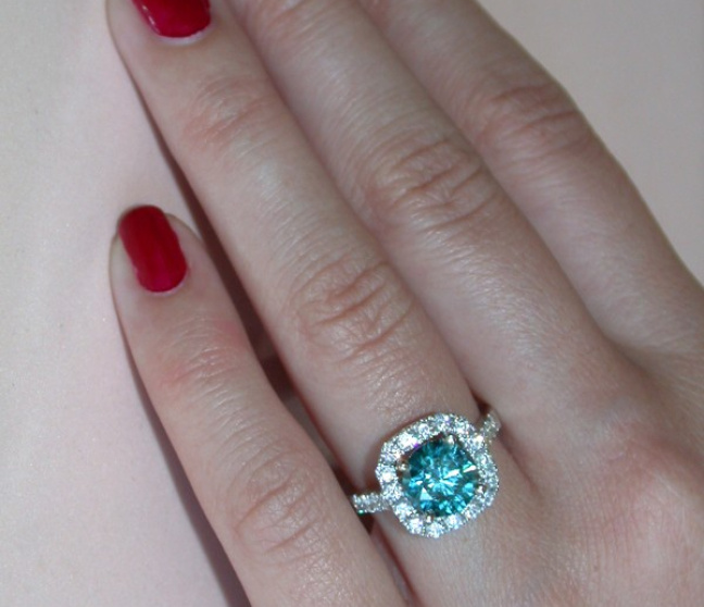 Blauer Diamant Solitär Ring